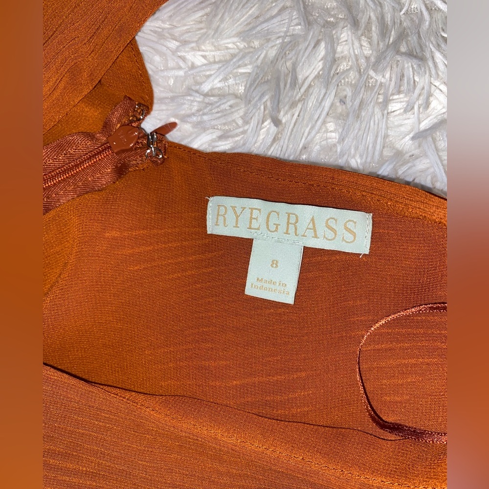NWOT V-Neck sheer Burnt orange blouse - Picture 9 of 10